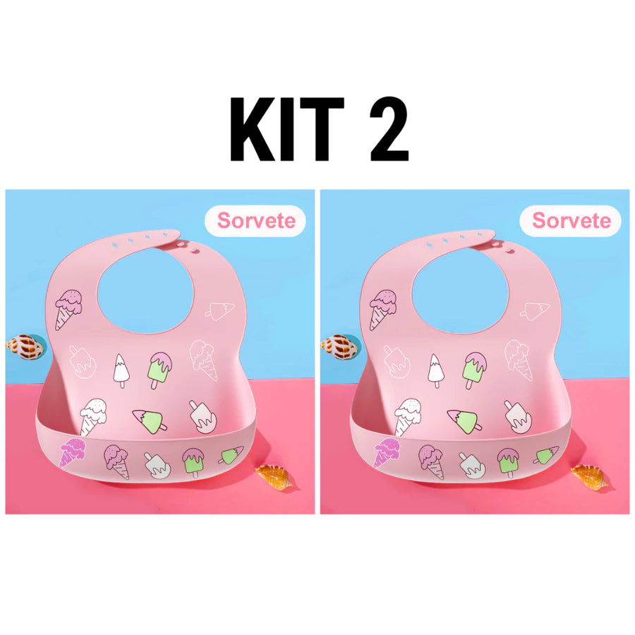 Babador Impermeável Comfort - Kit Babador De Silicone Bebê Impermeável