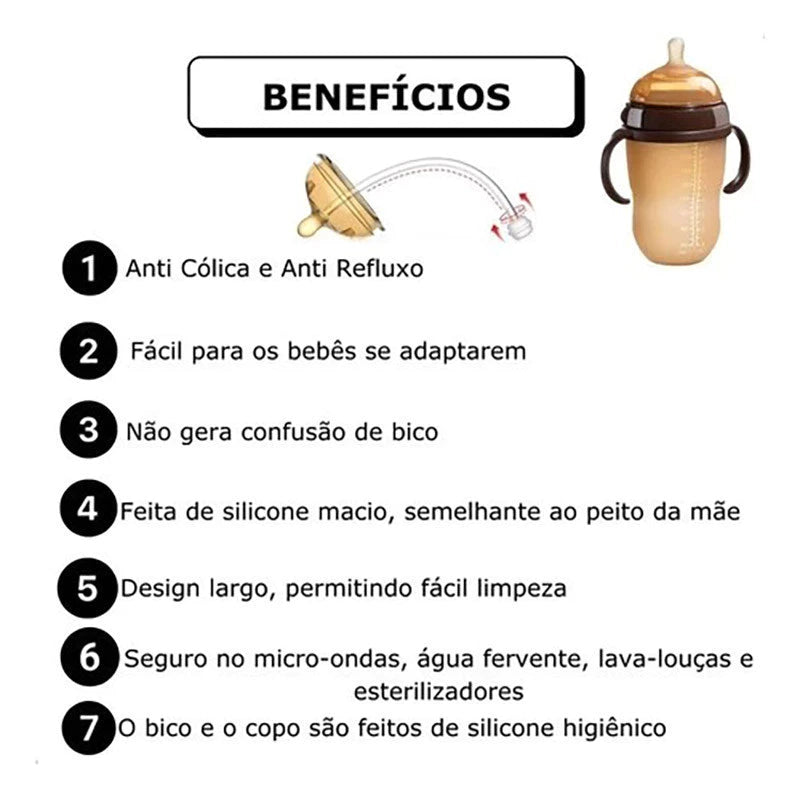 AntiCólica Plus - Mamadeira Silicone Anticólica e Anti Refluxo