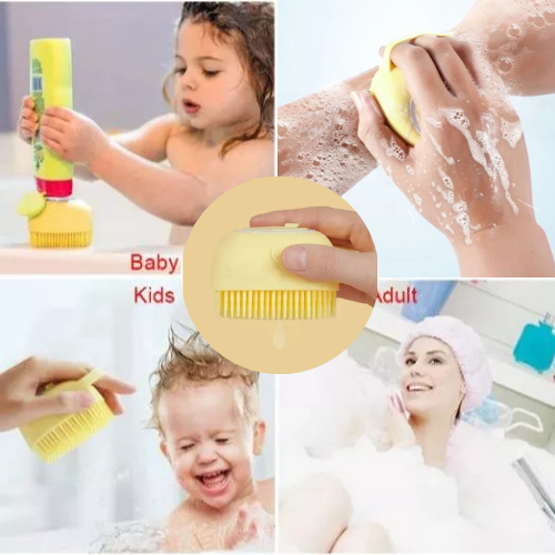 Esponja Prática Multi Banho - Kit 3 Esponja De Silicone Para Banho Com Dispenser Shampoo e Sabonete