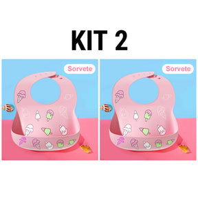 Babador Impermeável Comfort - Kit Babador De Silicone Bebê Impermeável