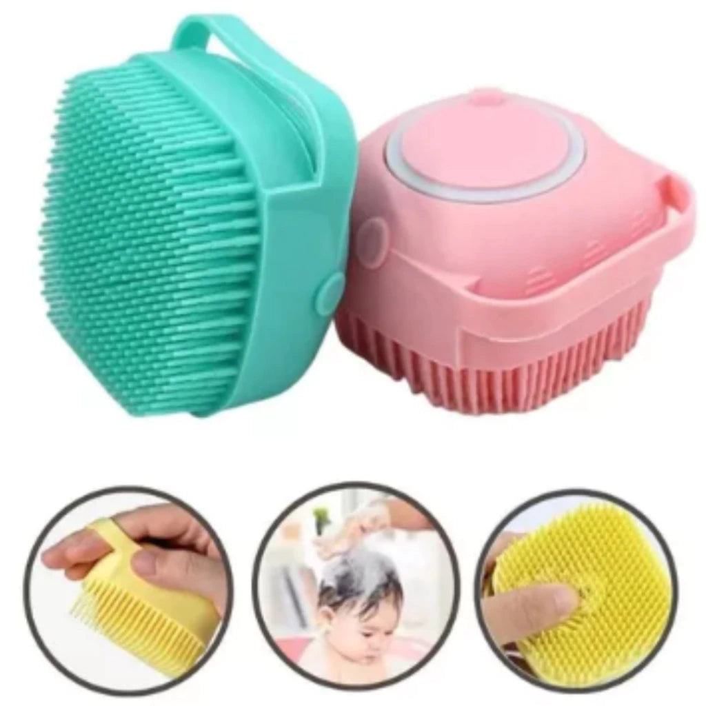 Esponja Prática Multi Banho - Kit 3 Esponja De Silicone Para Banho Com Dispenser Shampoo e Sabonete